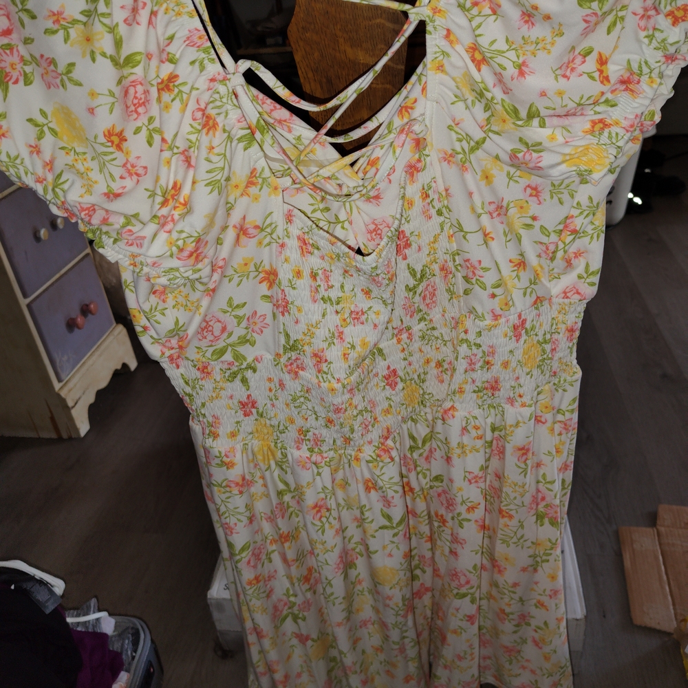 Floral Maxi Dress with Crisscross Detail